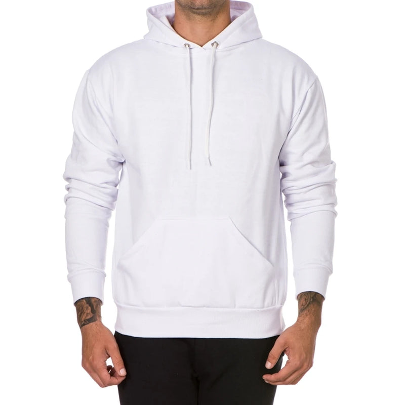 Moletom Masculino Básico com Capuz Branco & Preto – Estilo Casual 4 Estações