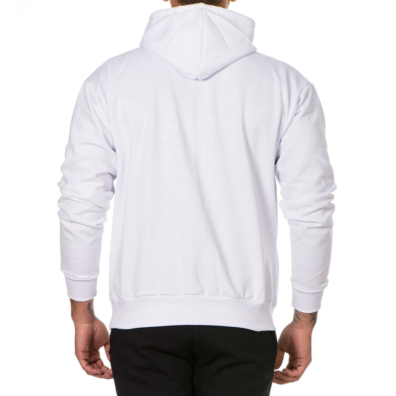 Moletom Masculino Básico com Capuz Branco & Preto – Estilo Casual 4 Estações