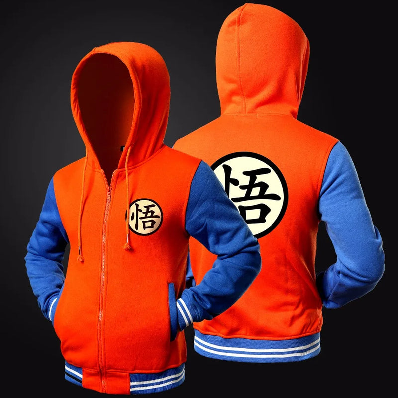 Tendência novo anime japonês varsity jaqueta com capuz 2018 primavera casual zíper casaco com capuz jaqueta