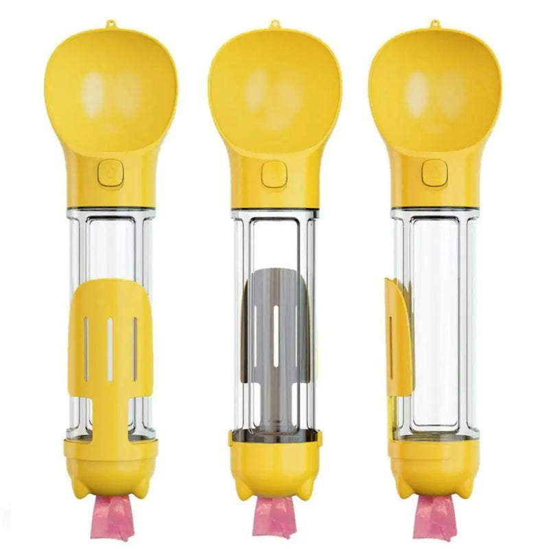 Garrafa 3 em 1 para Pets – Dispensador de Água e Comida com Pá e Saco de Lixo  300ml/500ml  Portátil e à Prova de Vazamento