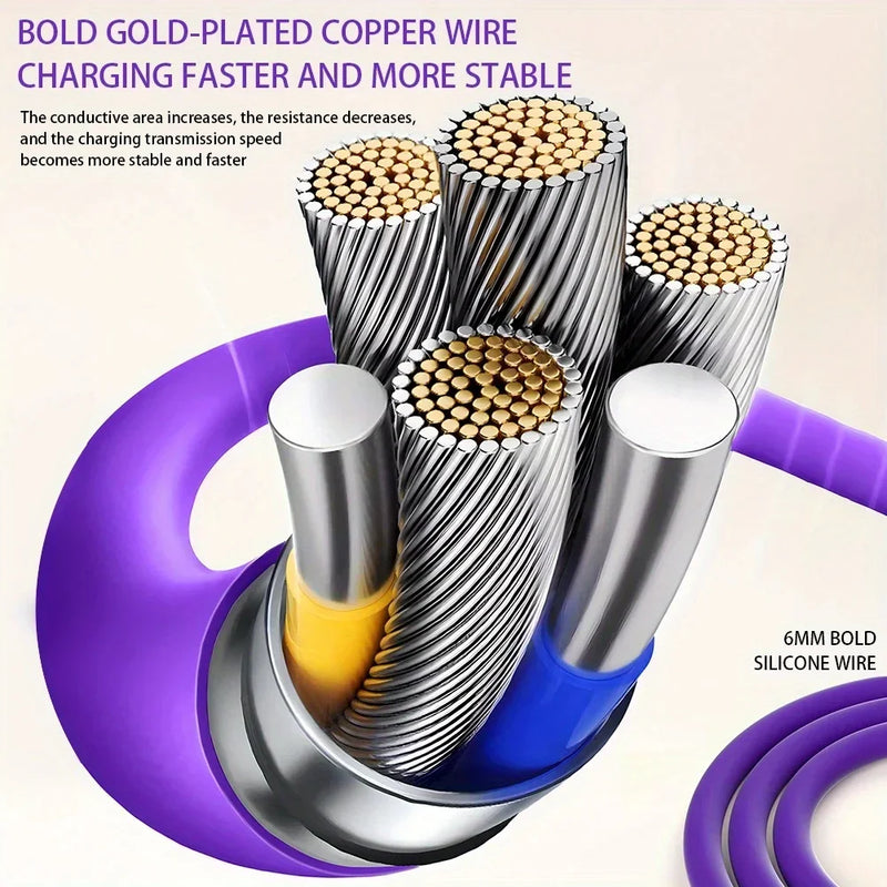 Cabo USB Tipo-C 4 em 1 de 100W – Carga Super Rápida com Silicone Líquido