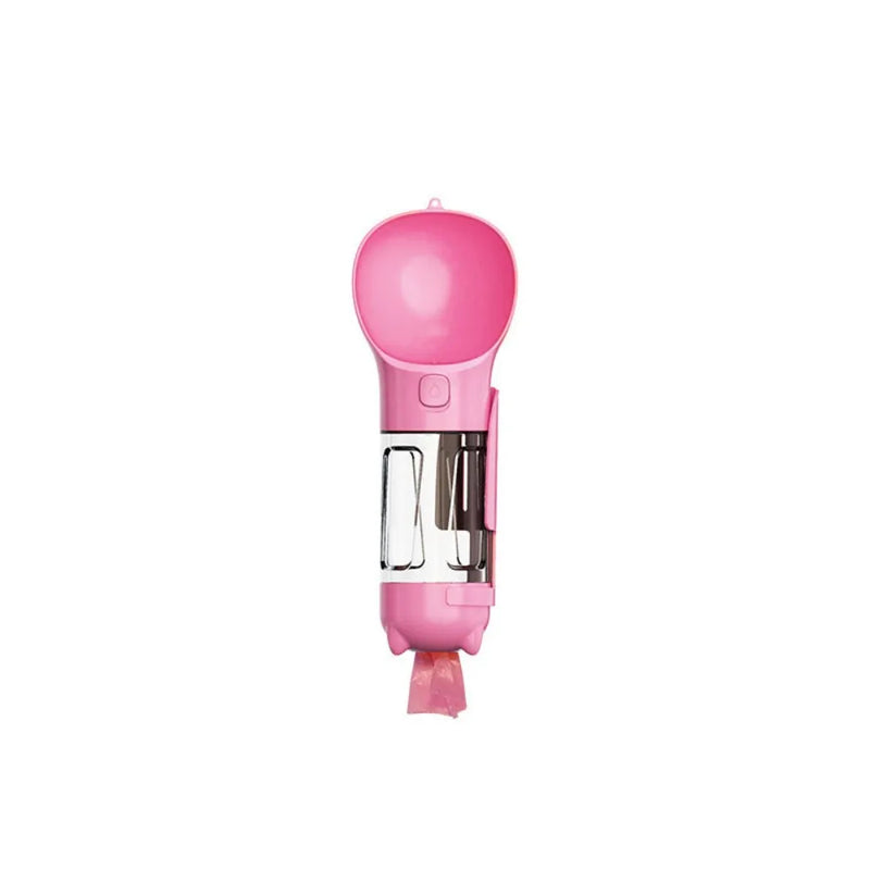 Garrafa 3 em 1 para Pets – Dispensador de Água e Comida com Pá e Saco de Lixo  300ml/500ml  Portátil e à Prova de Vazamento