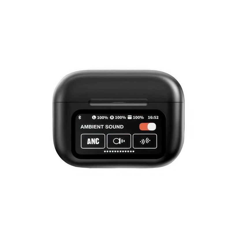Sem fio bluetooth esportes fone de ouvido anc cancelamento ruído ativo inteligente tela led com microfone fones para android/ios