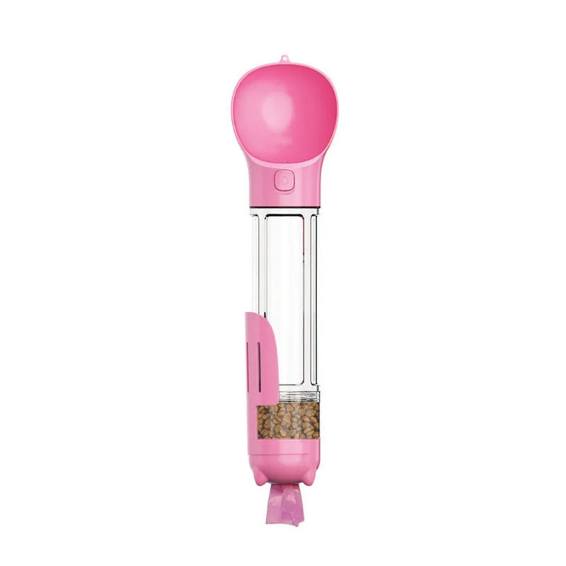 Garrafa 3 em 1 para Pets – Dispensador de Água e Comida com Pá e Saco de Lixo  300ml/500ml  Portátil e à Prova de Vazamento
