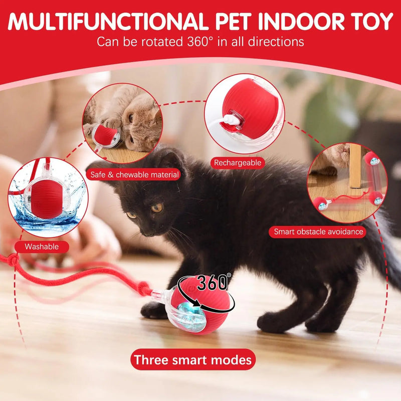 Bola Interativa Inteligente para Gatos – 3 Modos, Cauda de Rato, Recarregável