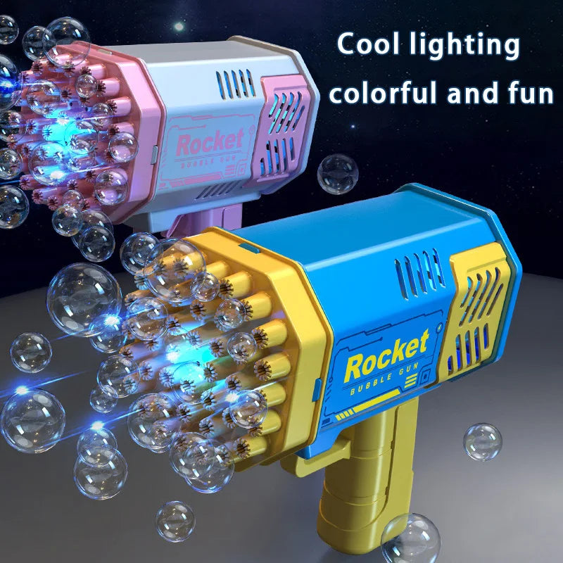 Pistola de Bolhas Infantil com 40 Furos – Diversão ao Ar Livre com Luzes Coloridas