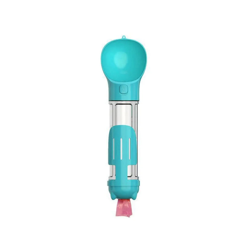 Garrafa 3 em 1 para Pets – Dispensador de Água e Comida com Pá e Saco de Lixo  300ml/500ml  Portátil e à Prova de Vazamento