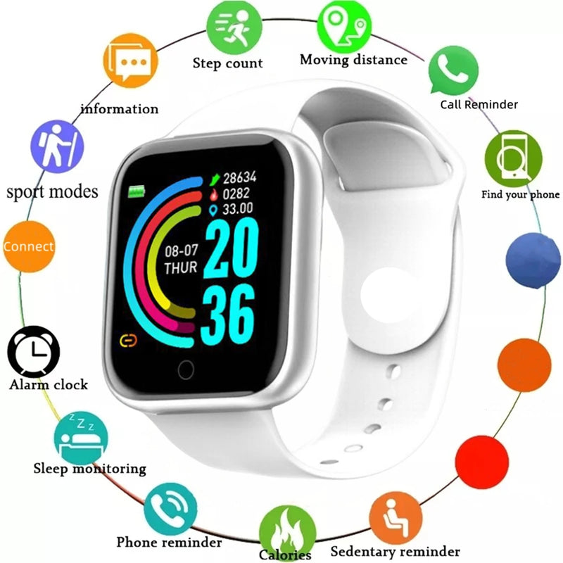 Smartwatch masculino feminino relógios de pulso relógio inteligente mensagem monitor de fitness pulseira presente aniversário relógio eletrônico para xiaomi huawei