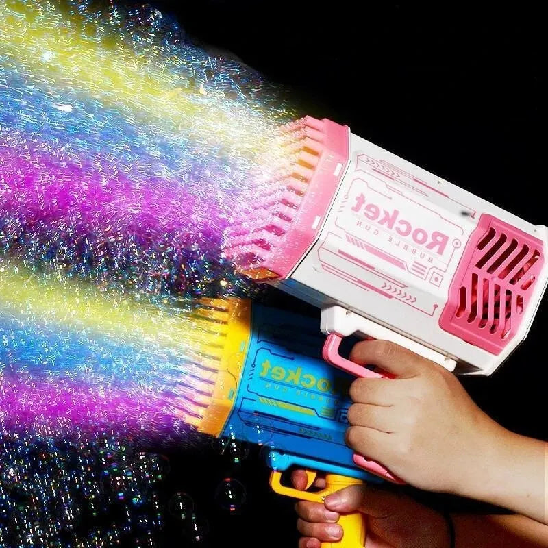 Pistola de Bolhas Infantil com 40 Furos – Diversão ao Ar Livre com Luzes Coloridas