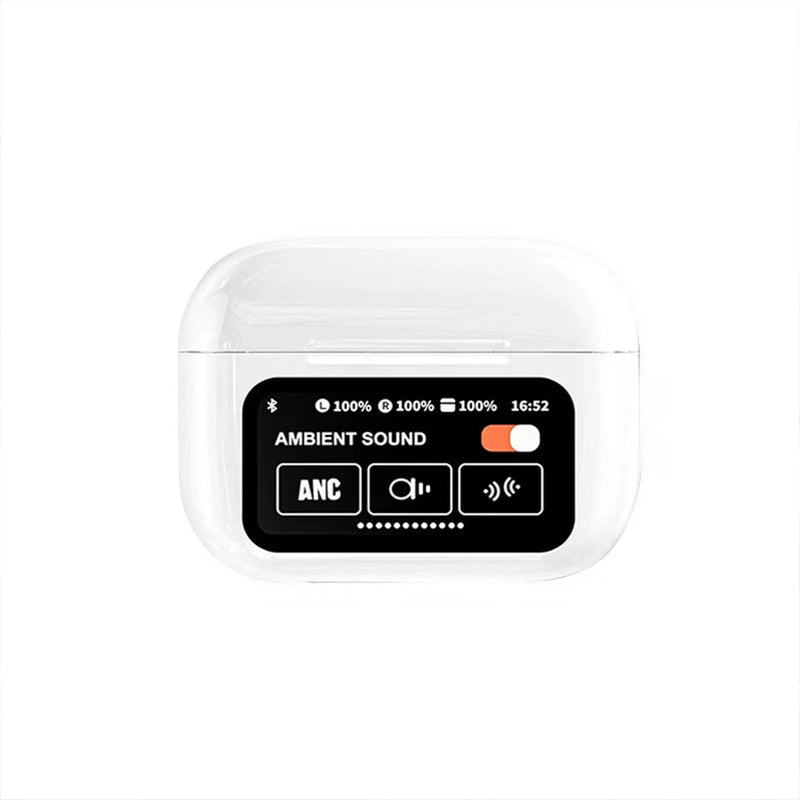 Sem fio bluetooth esportes fone de ouvido anc cancelamento ruído ativo inteligente tela led com microfone fones para android/ios