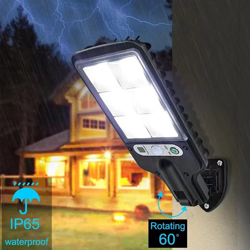 Impermeável Solar LED Wall Light, Indução do Corpo Humano, Jardim, Terraço, Garagem, Pátio e Iluminação Pública, Exterior, 3 Modos