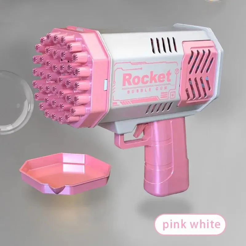 Pistola de Bolhas Infantil com 40 Furos – Diversão ao Ar Livre com Luzes Coloridas