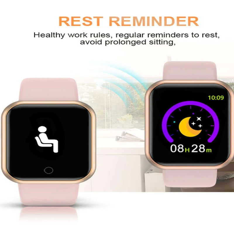 Smartwatch masculino feminino relógios de pulso relógio inteligente mensagem monitor de fitness pulseira presente aniversário relógio eletrônico para xiaomi huawei