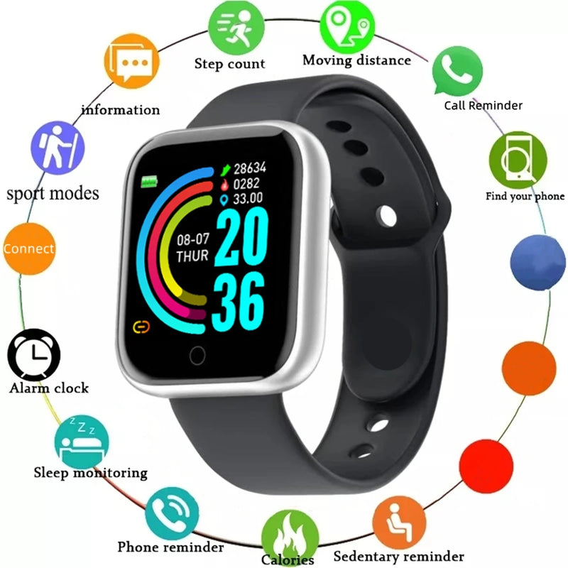 Smartwatch masculino feminino relógios de pulso relógio inteligente mensagem monitor de fitness pulseira presente aniversário relógio eletrônico para xiaomi huawei